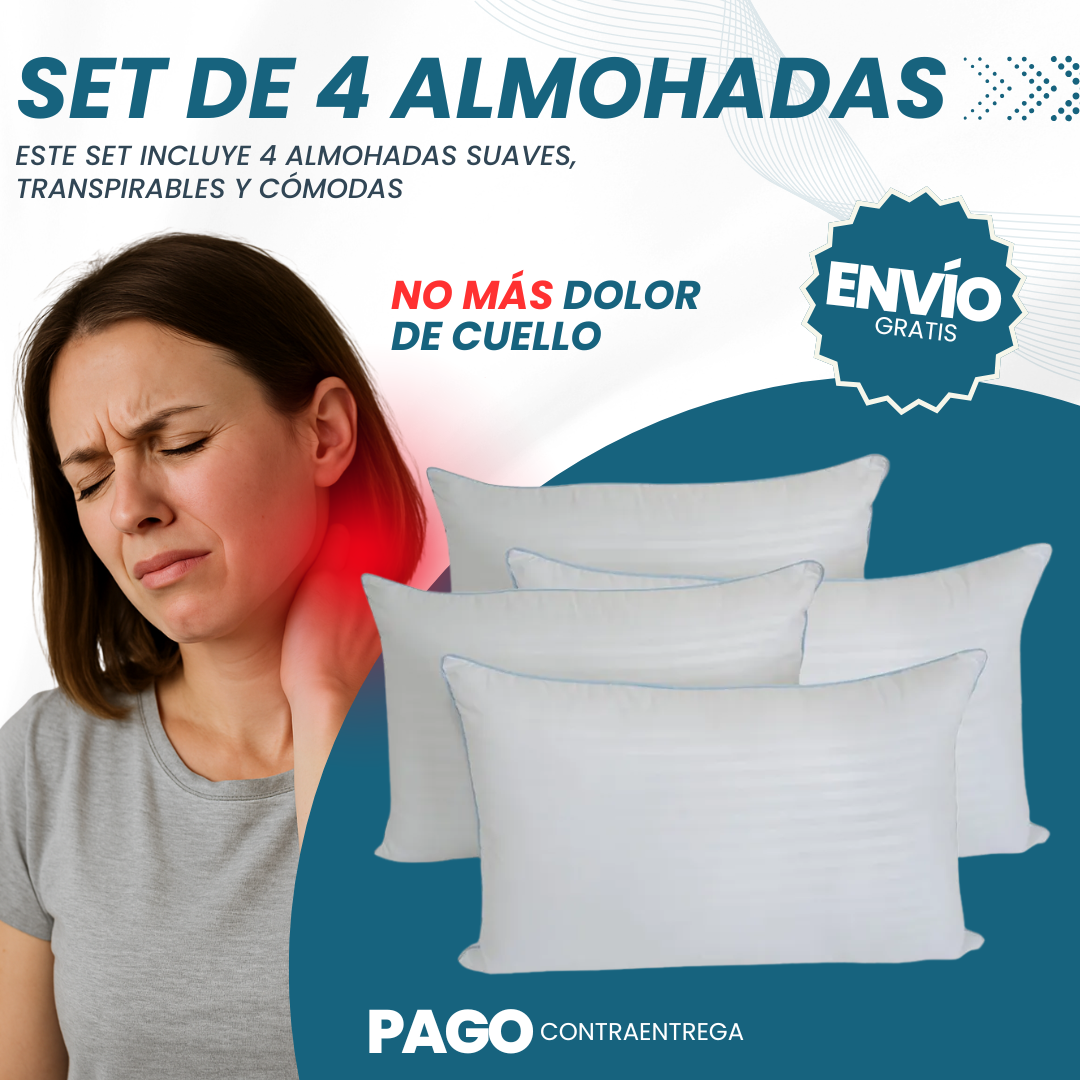 Set x4 Almohadas Hoteleras Premium La sensación de dormir en un hotel 5 estrellas