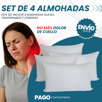 Set x4 Almohadas Hoteleras Premium La sensación de dormir en un hotel 5 estrellas
