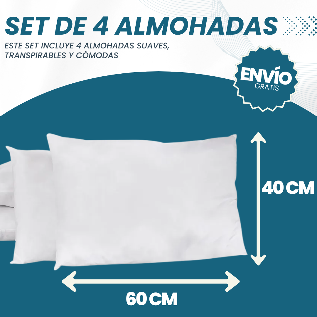 Set x4 Almohadas Hoteleras Premium La sensación de dormir en un hotel 5 estrellas