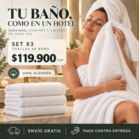 SET X3 TOALLAS HOTELERAS PREMIUM + ENVÍO GRATIS
