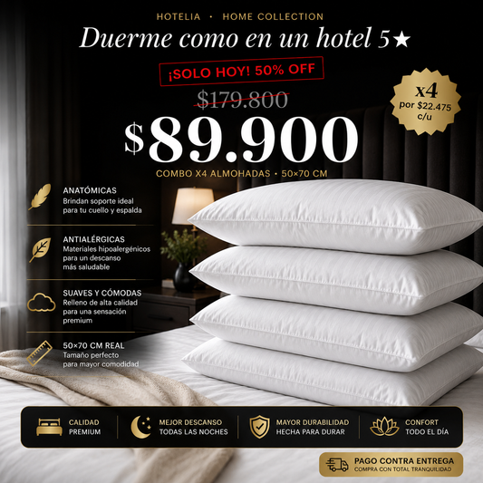 Set x4 Almohadas Hoteleras Premium